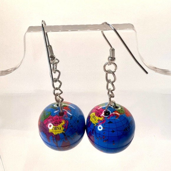 Globe Earrings - Earth Earrings - Planet Earrings - Space Earrings - Clarissa - Picture 5 of 11